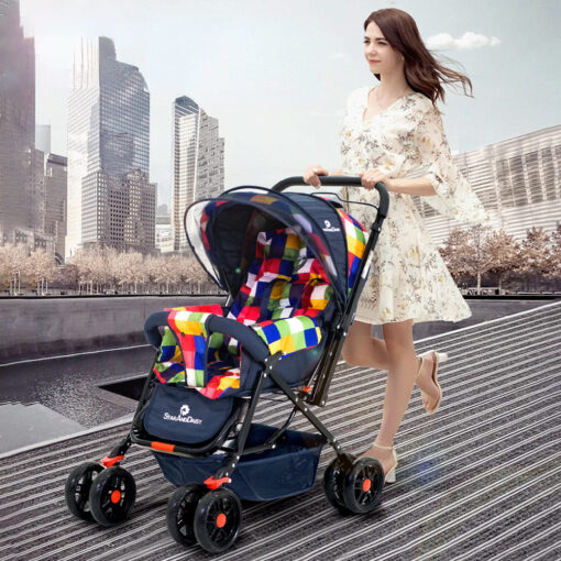 [Refurbished] StarAndDaisy Sunrise Baby Stroller and Pram with Extended Mosquito Net and Ultra Soft Cushions & Reversible Handlebar (Prism Multicolor) - Image 3
