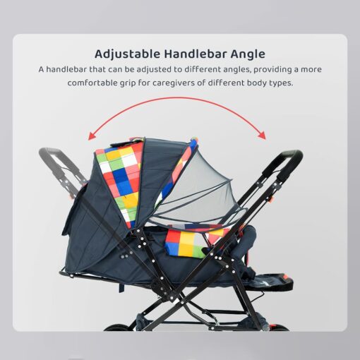 [Refurbished] StarAndDaisy Sunrise Baby Stroller and Pram with Extended Mosquito Net and Ultra Soft Cushions & Reversible Handlebar (Prism Multicolor) - Image 5