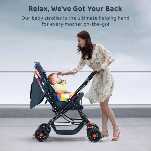 [Refurbished] StarAndDaisy Sunrise Baby Stroller and Pram with Extended Mosquito Net and Ultra Soft Cushions & Reversible Handlebar (Prism Multicolor) - Image 6