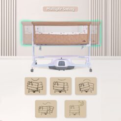 StarAndDaisy Dream Cradle - Automatic Rocking Baby Cradle with Wheels, Seat Lock, Mosquito Net, Height Adjustment, Bluetooth Music, and Electric Toys (Beige)