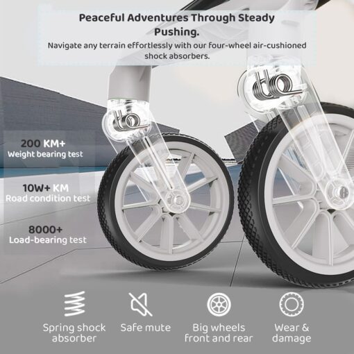 [Refurbished] Chariot Foldable Stroller For Baby - Travel-friendly Pram for Infants with Reversible Handle and Bassinet - Newborn Baby Stroller with Dual Direction and Adjustable Backrest - Baby Stroller Pram Age 0 to 3 Year (Q7- Bright Silver) - StarAndDaisy - Image 10