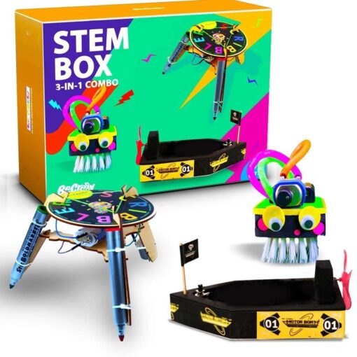 Be Cre8v 3 in 1 STEM based Robotics Combo Diy Kit for Kids over 6+ Years, Educational Kit, Science lab DIY, Electronics Projects, STEM Box