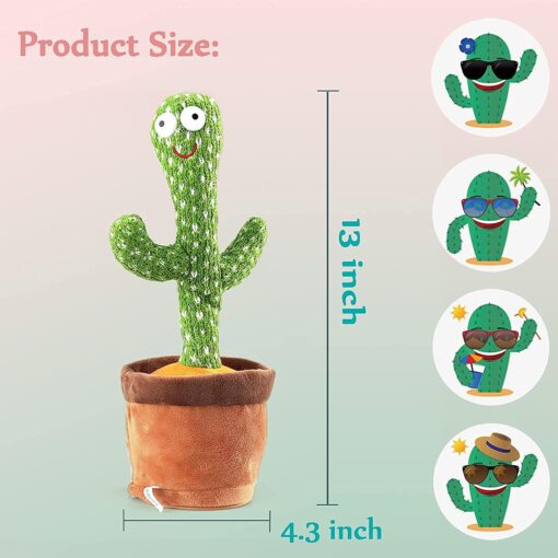 Talking Cactus for Baby and Kids - Recording Repeat Funny Toy for Children Playing, Dancing & Singing Education Gift for Toddlers - Image 2