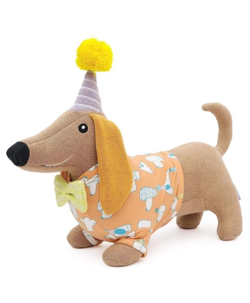 Mi Arcus Dapper Knitted Dog, Soft Toy Dog for Baby Girl and Boy 45x35 cm Dapper Animal Stuffed Plush Toys for Kids