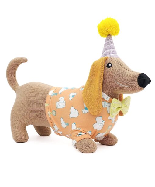 Mi Arcus Dapper Knitted Dog, Soft Toy Dog for Baby Girl and Boy 45x35 cm Dapper Animal Stuffed Plush Toys for Kids - Image 3