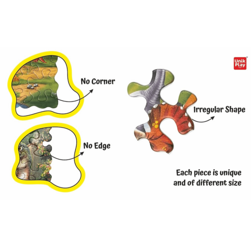 Unik Play Go Crazy Jigsaw Dino Puzzle for Kids and Adults, Attractive Cartoon Print Puzzle with 2 Puzzle Sorting Trays for Age 6 to 99 Years - (90 Pcs) - Image 3
