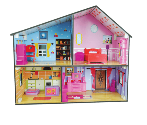 Dr. Mady Mini Doll House for Kids - Doll Playset With 50 Wooden Pieces Colorful Assembly - Role Play Set with Furniture for Boys and Girls Aged 3 years and Above - Image 2