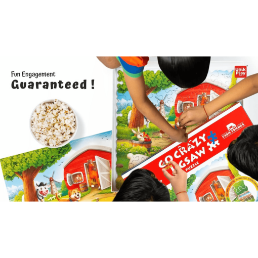 Unik Play Go Crazy Farm Friends Jigsaw Puzzle -  Set of 2 Puzzles Game for Kids Ages 6 and Up, Unique Farm Friends Toy Gift - Image 8