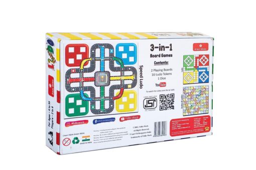 Folks Work Ludo 3in1 Board Game - Best Games for All Ages,Three Exciting Games in One Package, Traditional Ludo, Snakes and Ladders, Players 2 to 8  - Image 3