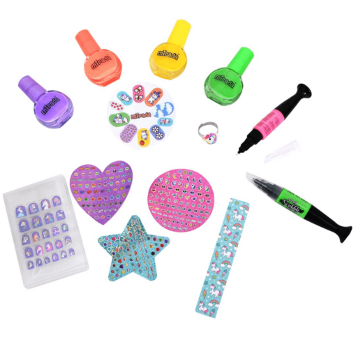 Mirada Nail Art Kit - Ultimate Glow in the Dark Nail Party for Girls, Paint your Nails in Cool Colors, Pens, Nail Applique Stickers, Unicorn-Themed Ring with Nail Art Kit For Girls & Kids Age 8+ - Image 2