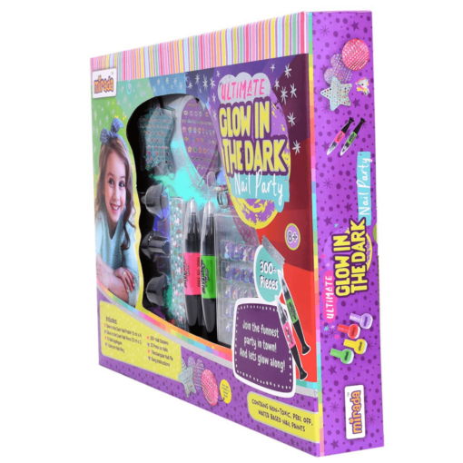 Mirada Nail Art Kit - Ultimate Glow in the Dark Nail Party for Girls, Paint your Nails in Cool Colors, Pens, Nail Applique Stickers, Unicorn-Themed Ring with Nail Art Kit For Girls & Kids Age 8+ - Image 4