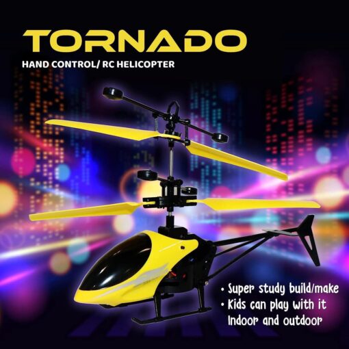 Tornado Hand Sensor Remote Control Helicopter For Kids with Unbreakable Dual Rotating Blades Best Gift for Toddlers - Yellow - Image 3