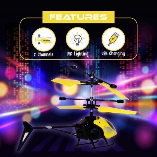 Tornado Hand Sensor Remote Control Helicopter For Kids with Unbreakable Dual Rotating Blades Best Gift for Toddlers - Yellow - Image 6