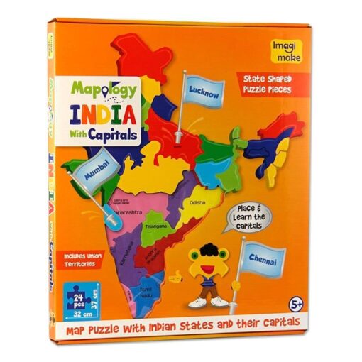 Imagimake Mapology India with State Capitals - Educational Toy and Learning Aid for Boys and Girls - Map Puzzle, Return Gift for Birthday, for Kids Age 5 and Above