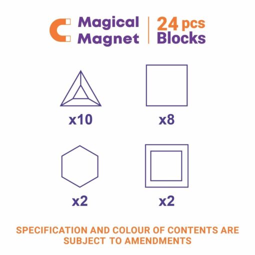 Kipa Gaming MagPlay Magnetic Blocks 24 pcs, Diy Kids Toy Set Building Educational Toys with Smart Outdoor Bag Pack for Kids, Children Magnetic Blocks for Kids Puzzle for Great Learning, (Multicolor) - Image 7