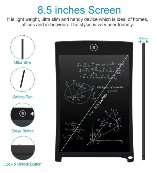 Lcd Writing Tablet, 8.5 inches Electronic Writing Board Doodle Board for Kids at Home, School and Office, Learning Educational Toy for Age 3-8 Year, Digital Notepad with Pen Handwriting Pad, Paperless Graphic Tablet for Kids & Toddlers - Image 7