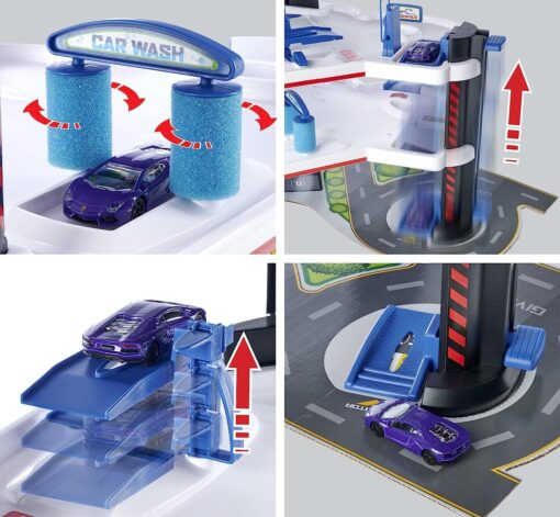 Majorette Urban Garage with Lift, Car Wash, Garage and Petrol Station, 5 Die Cast Vehicle with Rotating Wheels for Children Aged 5 Years and Above - Image 3