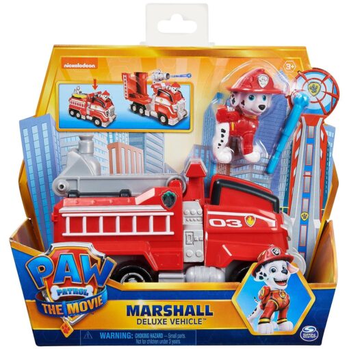 Paw Patrol, Marshall Deluxe Movie Transforming Fire Truck Toy Car with Collectible Action Figure, Kids Toys for Ages 3 and up, Multicolor