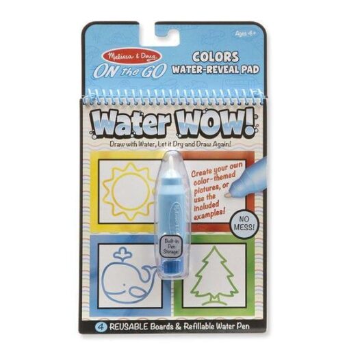 Melissa & Doug On the Go Water Wow! Reusable Water-Reveal Activity Pad - Colors, Shapes - Party Favors, Stocking Stuffers, Travel Toys For Toddlers, Mess Free Coloring Books For Kids Ages 3+