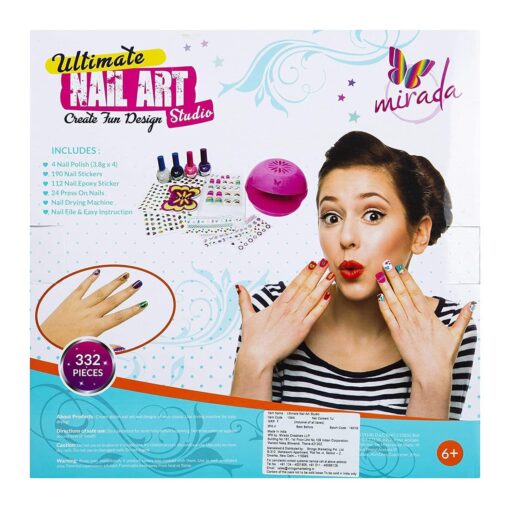 Mirada Ultimate Nail Art Studio for Kids, Manicures Kit for Home, Battery Operated Nail Dryer, Nail Art Kit For Girls & Kids (332 Pieces) - Image 4