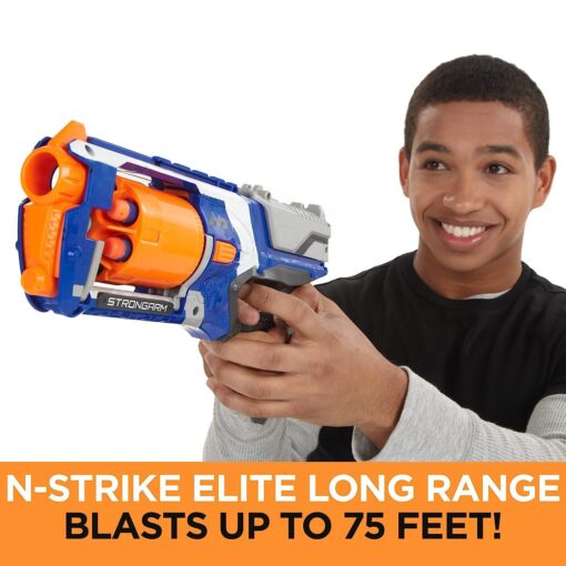 Nerf N Strike Elite Strongarm Toy Blaster with Rotating Barrel, Slam Fire and 6 Official Elite Darts, Toys for Kids and Adults, Boys and Girls, Outdoor Toys - Image 2