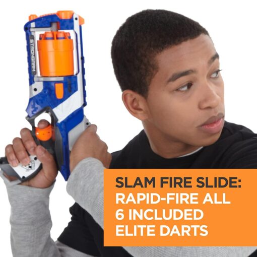 Nerf N Strike Elite Strongarm Toy Blaster with Rotating Barrel, Slam Fire and 6 Official Elite Darts, Toys for Kids and Adults, Boys and Girls, Outdoor Toys - Image 3