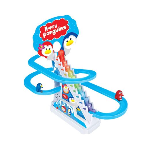 Sirius Toys Happy Penguin Track Toy Set with 3 Small Penguins for Kids - Slide Toy with Lights and Music, Multicolor, 3+Years