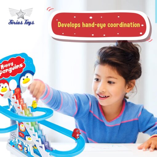 Sirius Toys Happy Penguin Track Toy Set with 3 Small Penguins for Kids - Slide Toy with Lights and Music, Multicolor, 3+Years - Image 4