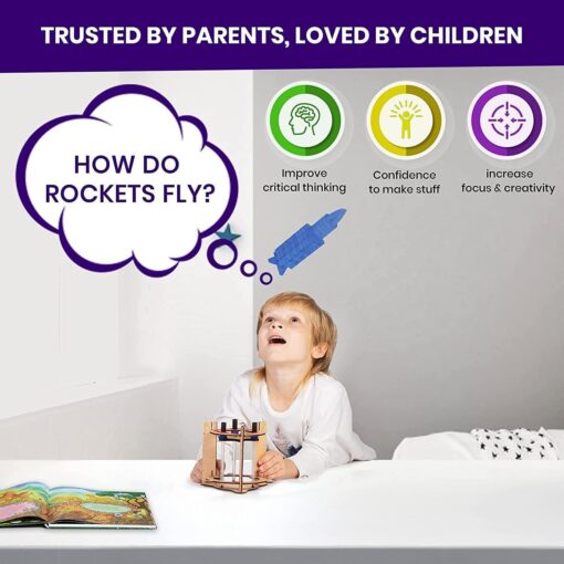 Smartivity Space Rocket 3D Wooden Model Engineering STEM Building Toy for Kids Ages 6 and Up, Foam Rocket Parts, Rubber Bands, Engineered Wood Components & Instruction Manual - Image 2