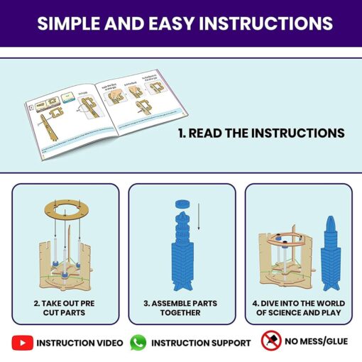 Smartivity Space Rocket 3D Wooden Model Engineering STEM Building Toy for Kids Ages 6 and Up, Foam Rocket Parts, Rubber Bands, Engineered Wood Components & Instruction Manual - Image 3