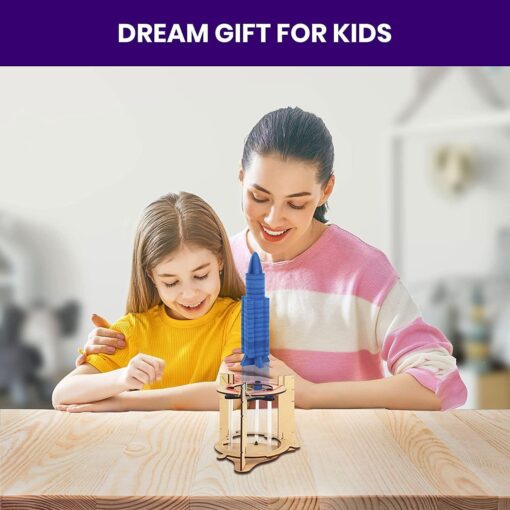 Smartivity Space Rocket 3D Wooden Model Engineering STEM Building Toy for Kids Ages 6 and Up, Foam Rocket Parts, Rubber Bands, Engineered Wood Components & Instruction Manual - Image 4