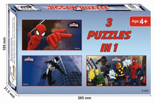 3 in 1 Spiderman Jigsaw Puzzle Game for Age Group 4 Years and Above - 96 Pieces, Multicolor - Image 3