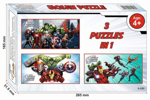 Jigsaw Puzzle Game for Kids - Topps Marvel Avengers Series, 3 Different Puzzle in 1 Box For children from 4 years and Up, Puzzles for Toddlers (96 Piece) - Image 2