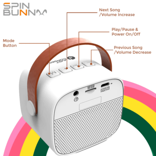 Just Corseca Spin Bunny Karaoke - Mini Bluetooth Speaker and  Microphone for Kids - White - Image 5