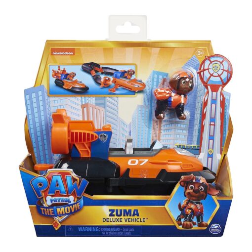 Paw Patrol, Zuma Deluxe Movie Transforming Toy Car with Collectible Action Figure, Kids Toys for Ages 3 and up, Multicolor
