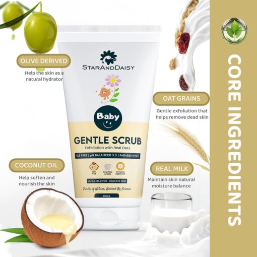 StarAndDaisy Baby Creamy Scrub - Gentle Creamy Scrub for Baby with Real Milk & Oats - 200ML - Image 4
