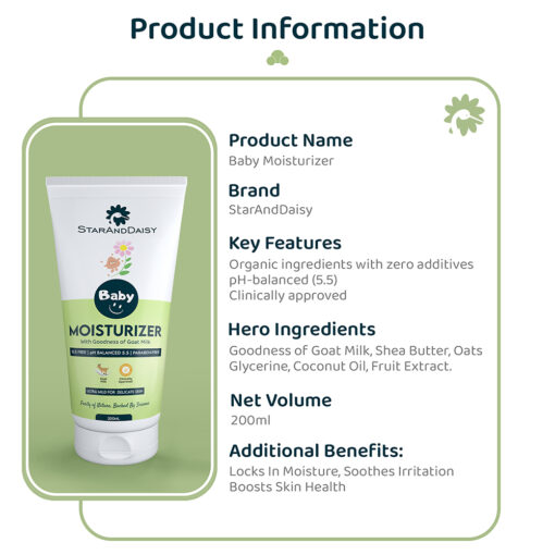 StarAndDaisy Baby Moisturizer - Baby Moisturizing Cream with Shea Butter and Goat Milk - 200 ML - Image 7