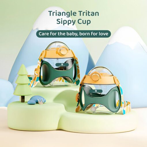StarAndDaisy Baby Bite Resistant Soft Straw Sipper Cup with Handle, with Weighted Straw, Sippy Cup with Anti Spill Lock, BPA Free & 360° Water Drinking Sipper Cup - 330ML, Green - Image 2