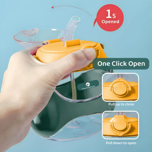 StarAndDaisy Baby Bite Resistant Soft Straw Sipper Cup with Handle, with Weighted Straw, Sippy Cup with Anti Spill Lock, BPA Free & 360° Water Drinking Sipper Cup - 330ML, Green - Image 8
