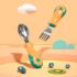 StarAndDaisy Stanless Steel SUS 316 Baby Feeding Training Spoon and Fork Set with Anti-Bacterial PP Storage Box - Green Orange