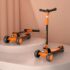 StarAndDaisy Glider Kick Scooter for Kids - 3 Wheel Foldable Scooters for Toddlers with 5 Adjustable Heights - Orange and Black
