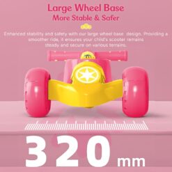 large wheel base for stability