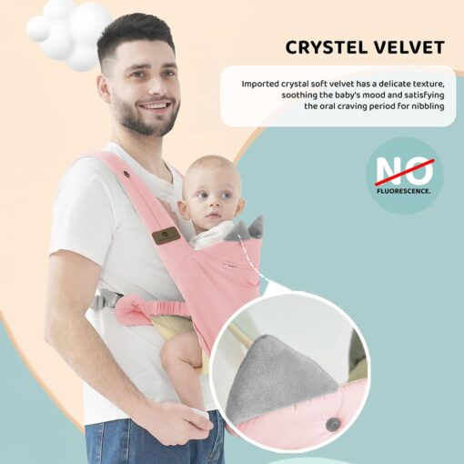 Ergonomic Baby Carrier with Anti Triangle Pad and Breathable Cushion for 0-3 Years Babies (Pink) - StarAndDaisy - Image 2