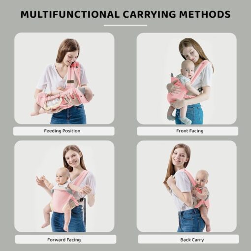 Ergonomic Baby Carrier with Anti Triangle Pad and Breathable Cushion for 0-3 Years Babies (Pink) - StarAndDaisy - Image 8