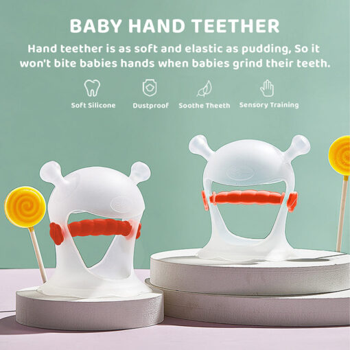 Silicone Hand Teether for Baby with 360° Glove Protection for 0-3 Year Babies (Transparent white) - StarAndDaisy - Image 2