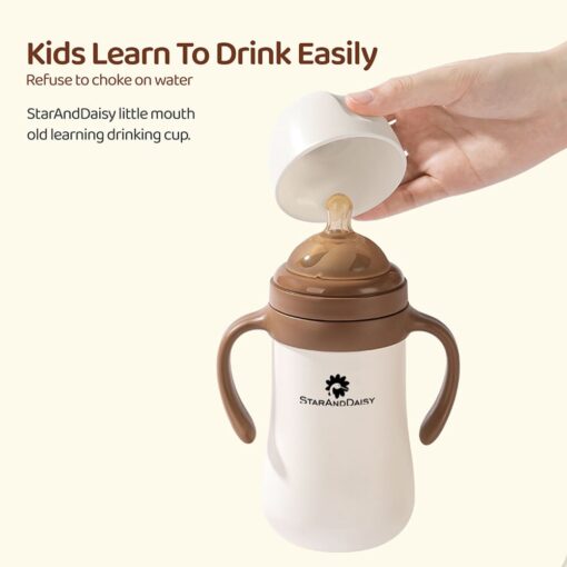 StarAndDaisy 2-in-1 First Feed Baby Feeding Bottle and Sippy Cup with Gravity Ball and Handles - 300ML - Image 5