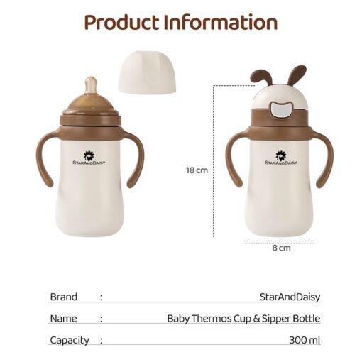 StarAndDaisy 2-in-1 First Feed Baby Feeding Bottle and Sippy Cup with Gravity Ball and Handles - 300ML - Image 10