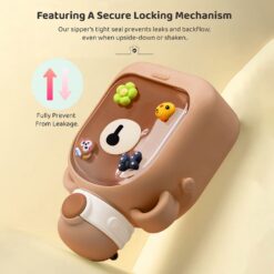 StarAndDaisy Kids Sipper Watter Bottle for Baby & Toddler with Animated Stickers & Lock Cover and Adjustable Straps - Brown, 700 ML
