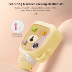 StarAndDaisy Kids Sipper Watter Bottle for Baby & Toddler with Animated Stickers & Leakproof Lock Cover and Adjustable Straps – Yellow, 700 ML