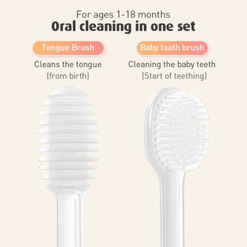 StarAndDaisy Silicon Toothbrush and Tongue Cleaner for Baby to Toddler Toothbrush - White - Image 7